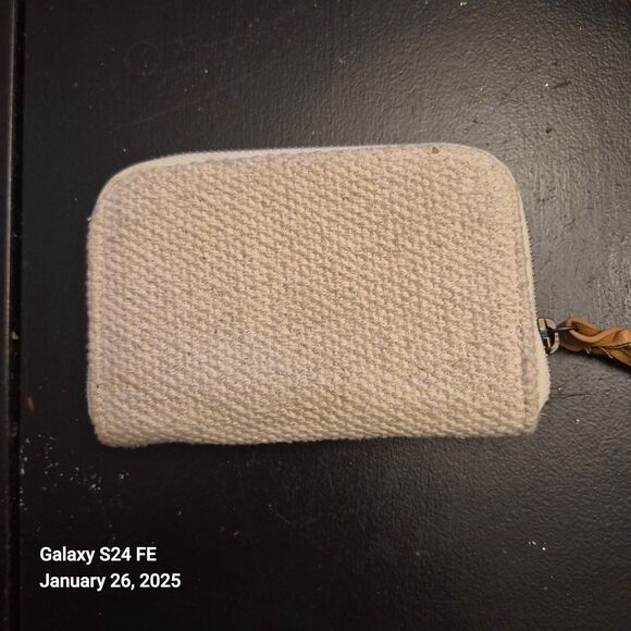 New Universal Thread Woven Look Wallet Boho Hippie Natural Zip Around Cute - Picture 3 of 3